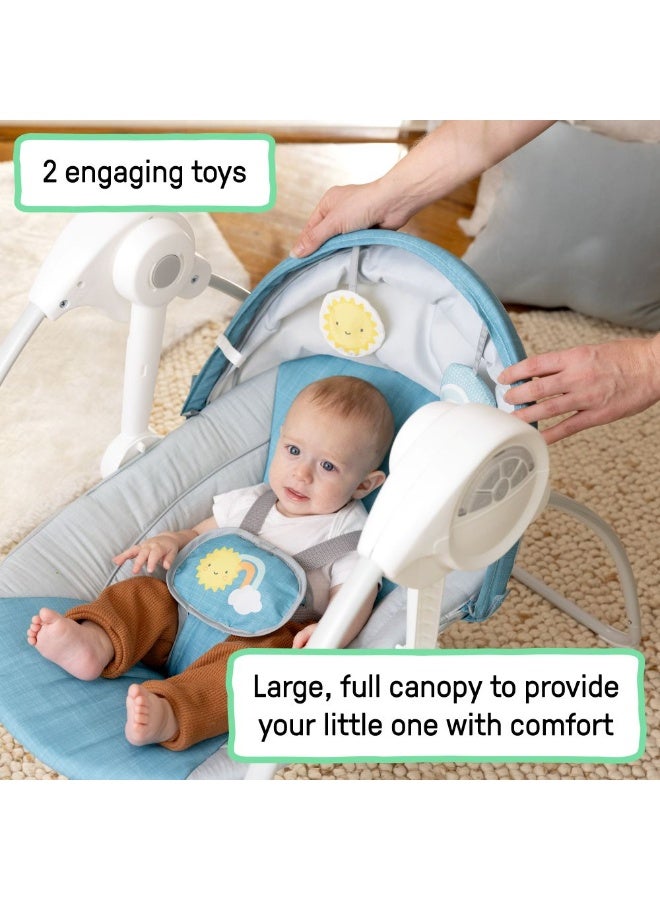 ingenuity إنجينيتي - أرجوحة الأطفال المحمولة مع مظلة وادي الشمس - أزرق فاتح، من 0 إلى 9 أشهر - Image 3